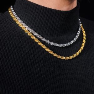 6 MM Gold Plated Moissanite Rope Chain