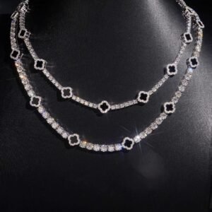 5 MM Black Agate Clover Tennis Chain